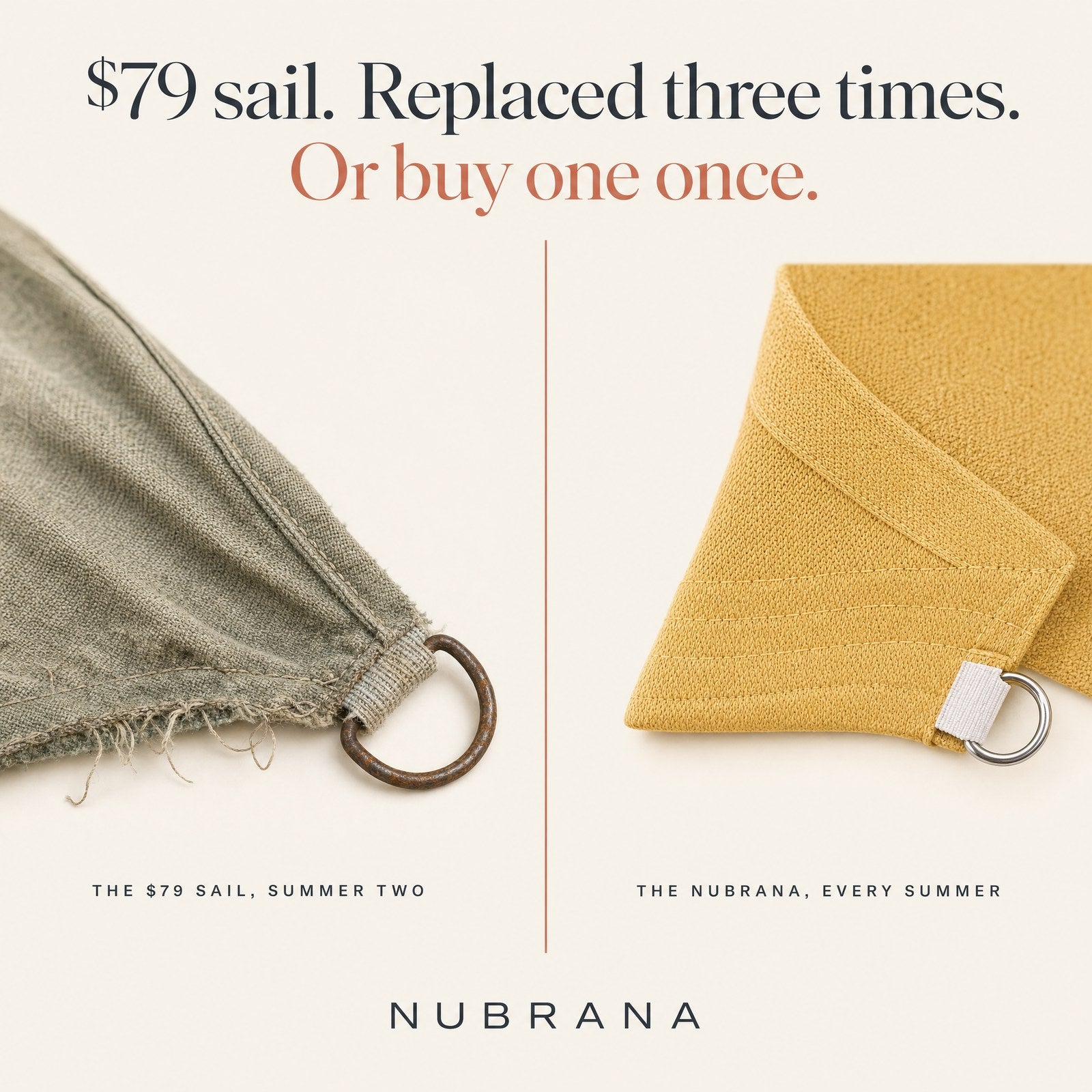$79 sail, replaced three times.